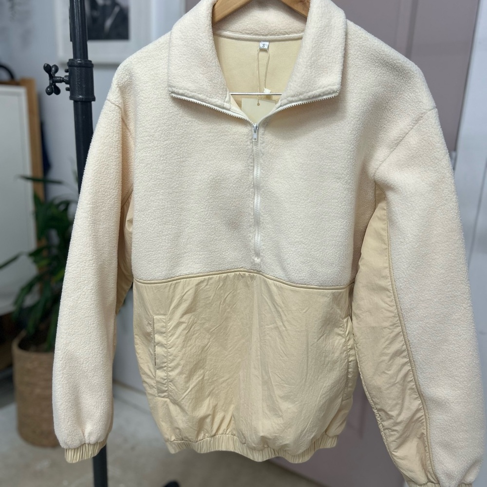 PRIV- Cream and Beige Half-Zip Pullover NWT